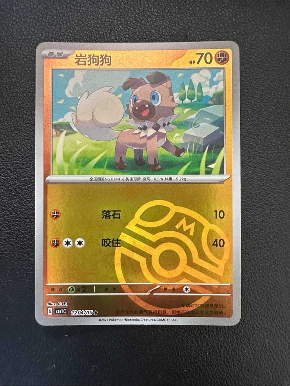 Rockruff Gold Foil Collectible Card - Brown